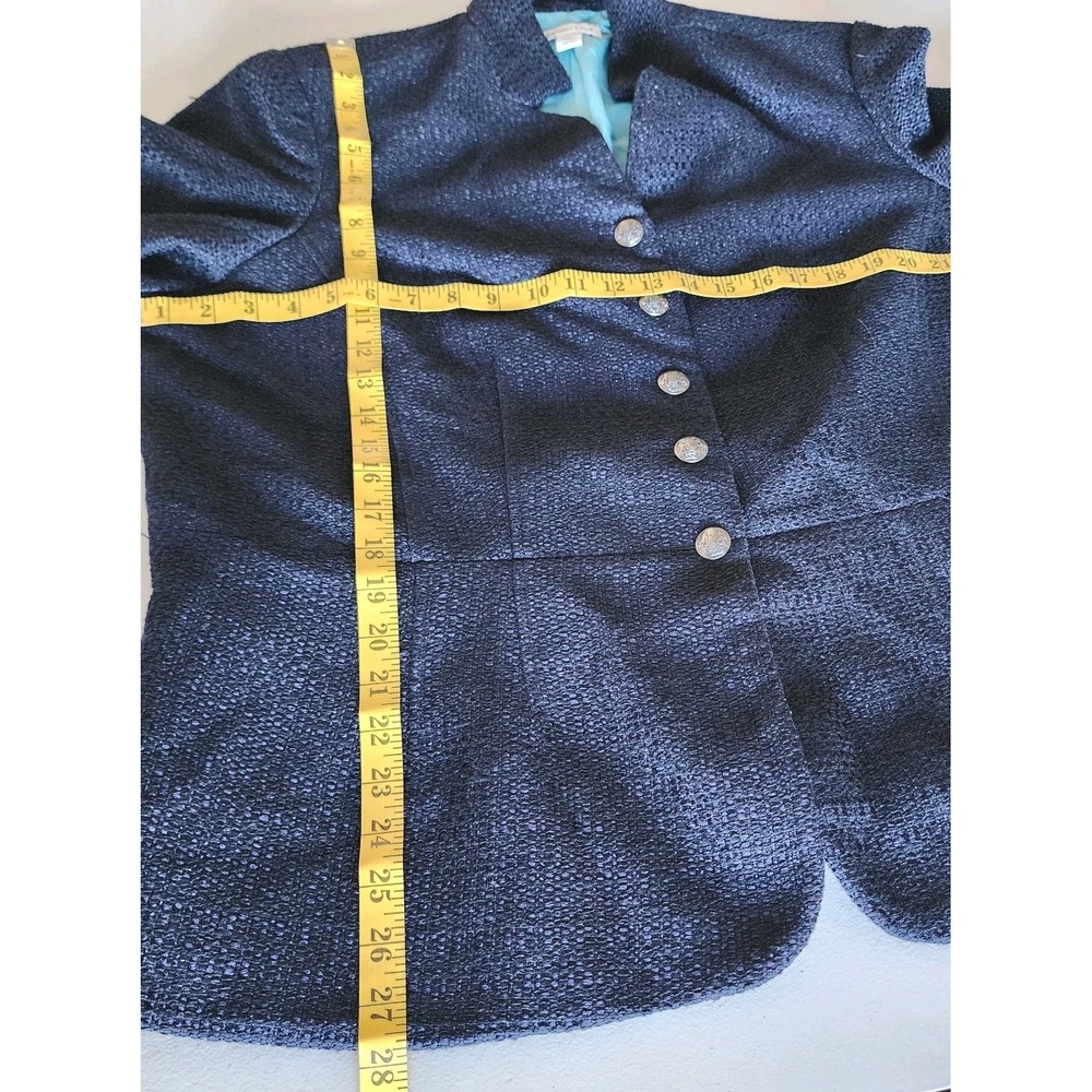 Coldwater Creek Peplum Blazer‎ Jacket Womens 20 22 Navy Blue Textured Classic - Picture 8 of 11